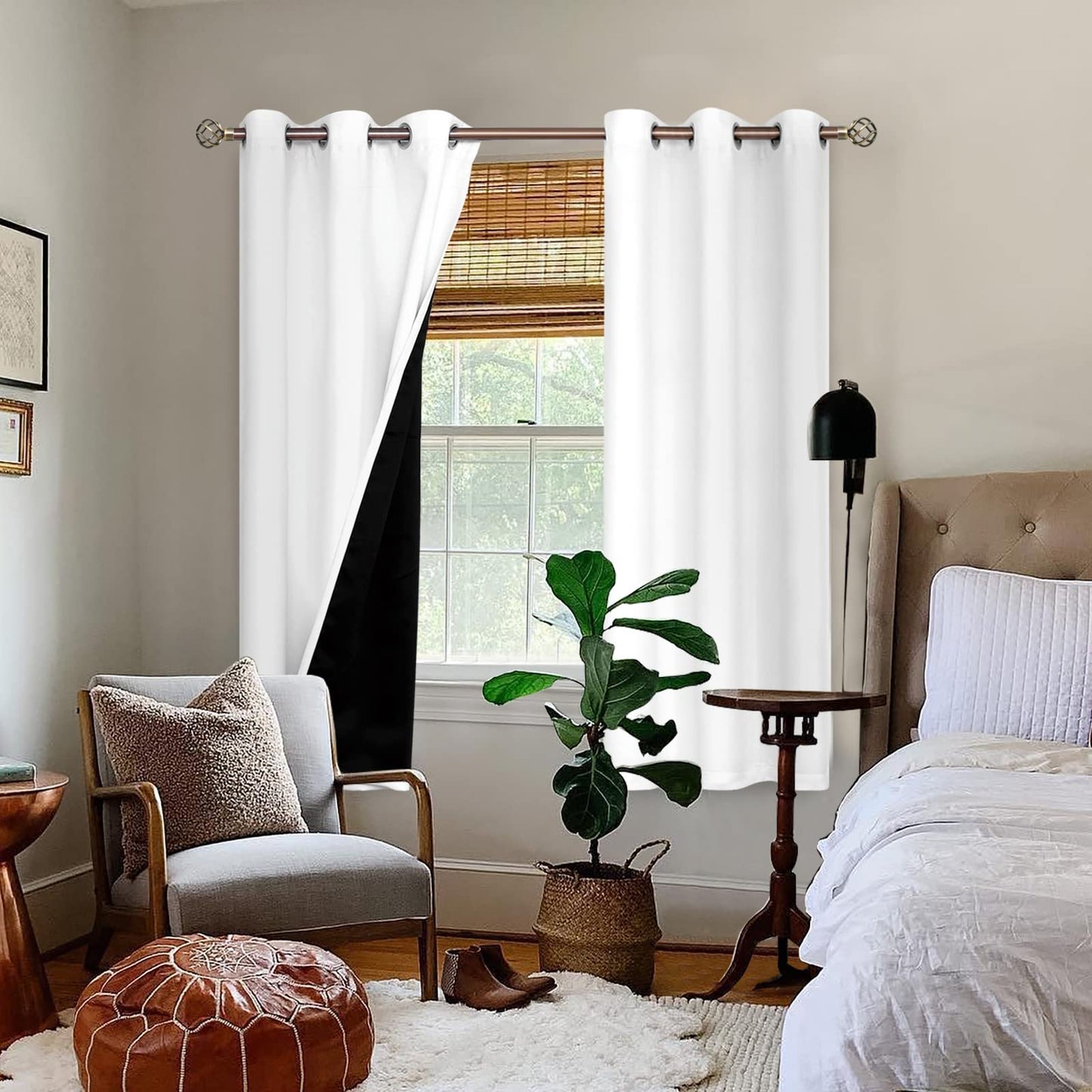 BGment White Blackout Curtains 63 Inch Long - Black Out Curtains for Bedroom Thermal Insulated Grommet Total Room Darkening Window Drapes for Summer Heat Blocking, 2 Panels, 42 x 63 Inch