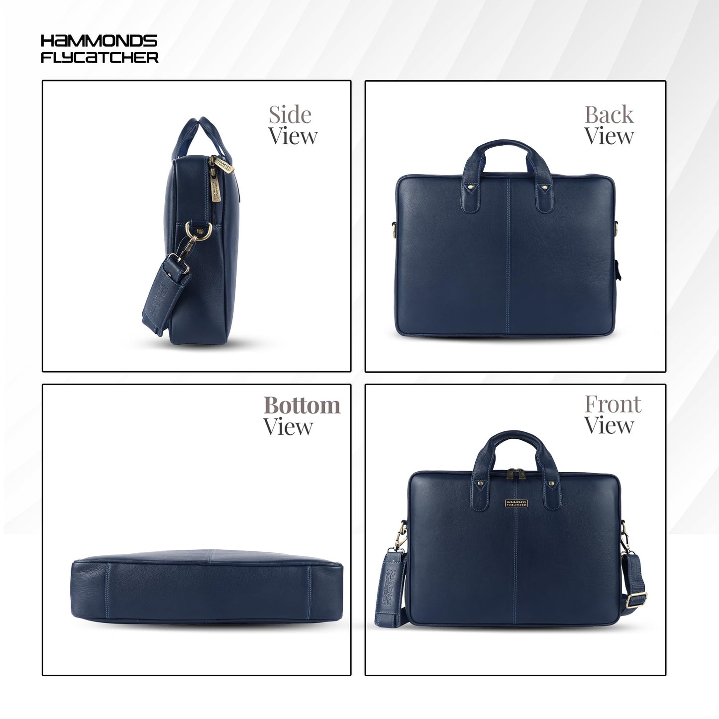 HAMMONDS FLYCATCHER Genuine Leather Laptop Bag for Men with Padded 15.6 Inch Laptop Sleeve, Leather Messenger Bag for Men - Briefcases with Multi Pockets for Office and Travel Use - Blue