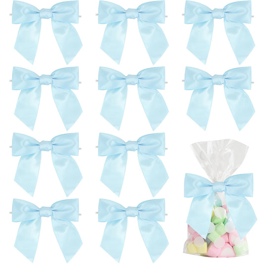 AIMUDI Blue Bows for Baby Shower 4.5" Pre-Tied Baby Blue Bows with Twist Ties Light Blue Ribbon Bows for Crafts Premade Bows for Gift Wrap Christmas Tree Wedding Decor Gender Reveal Party - 36 PCs