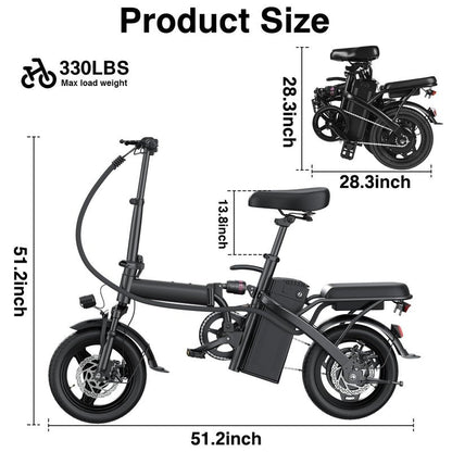 Electric Bike for Adults and Teens, Folding Ebike,Commuter City Foldable E Bike with 560W Motor and 48V 10Ah Battery, 24 MPH Speed Pedals Assist, Dual Disc Brakes,14" Compact Electric Bicycle
