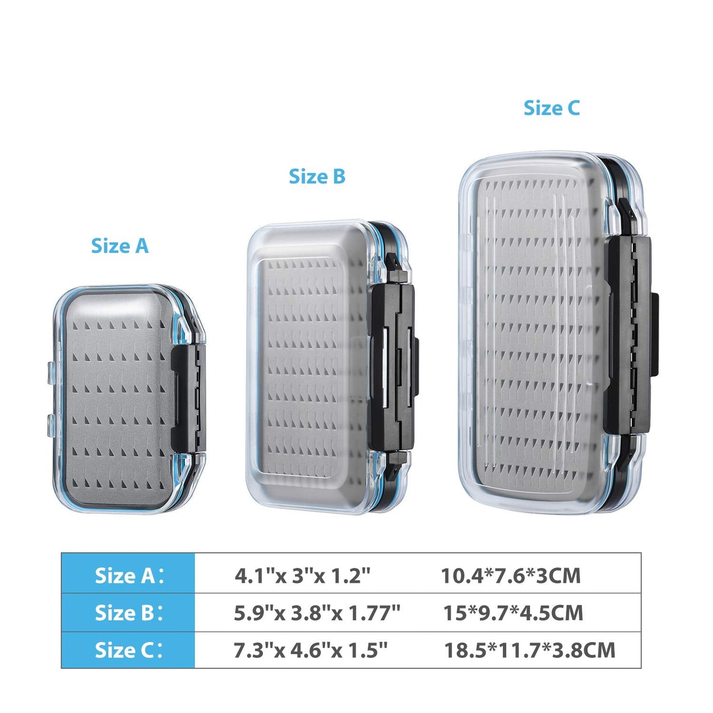 Gonex Fly Boxes for Fly Fishing Jig Boxes Two-Sided Waterproof Lightweight Fly Fishing Box Easy Grip Transparent Lid Fly Fishing Lures Box, 7.3"x 4.6"x 1.5", Grey