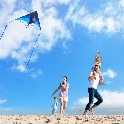 Mint's Colorful Life Delta Kite for Kids & Adults, Easy to Fly Kites with 2 Ribbons and 300ft Kite String, Best Kites for Beginner(Blue)