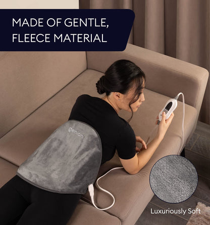 GENIANI Electric Throw - XL Electric Heating Pad for Back Pain & Cramps Relief, Birthday for Women Men Auto Shut Off, Machine Washable, Heat Pad for Neck & Shoulder, 12×24", Tabby Gray