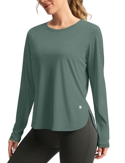 Women's Sun Shirts UPF 50+ Long Sleeve UV Protection Shirt Lightweight Quick Dry Workout Hiking Tops for Women(Malachite Green,XXL)