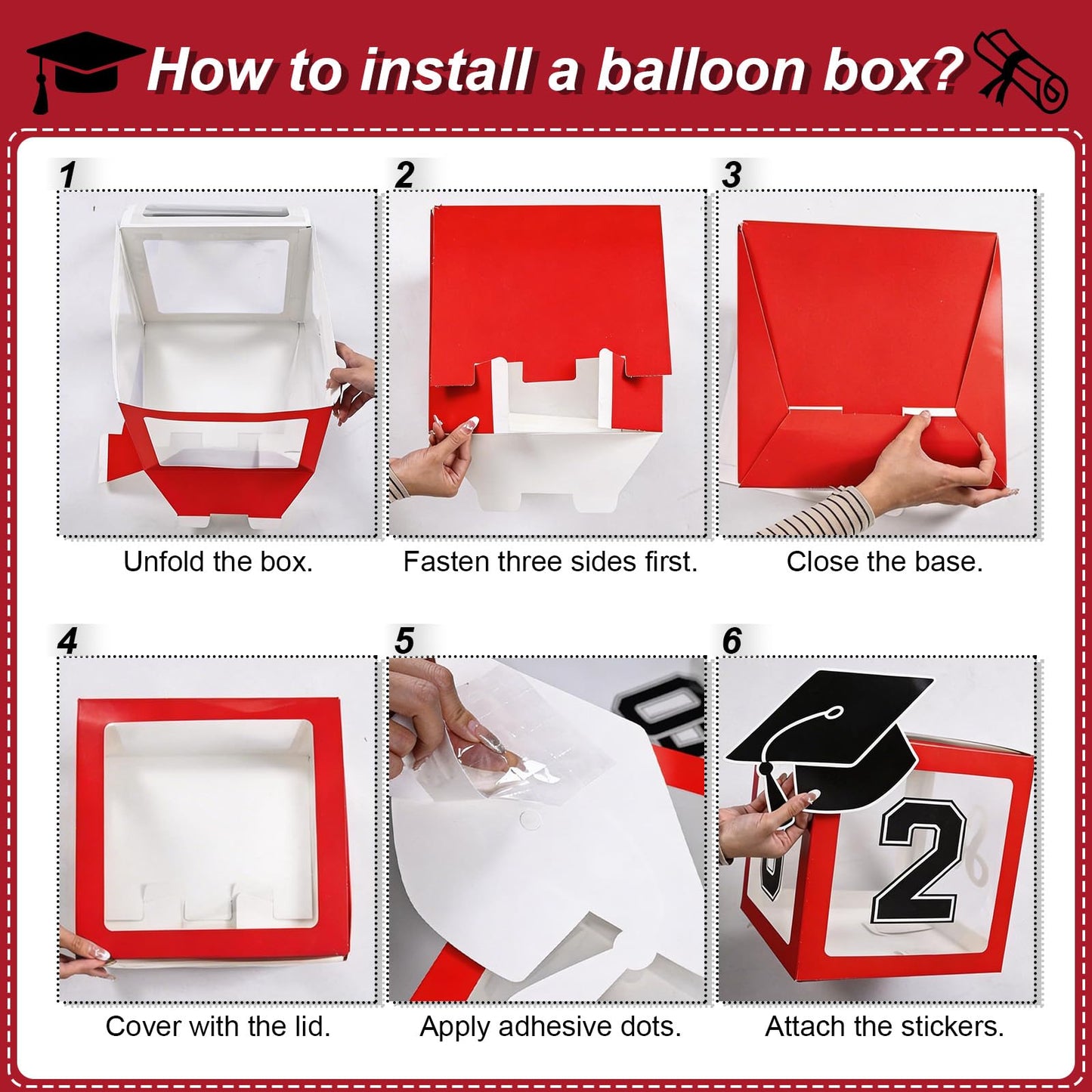 Maroon Prom Graduation Decorations Gold 2026 Number Balloons Boxes Burgundy Black Congrats Party GRAD So Pround of You Letters Star Foil Wine Red White Balloon Backdrop School College Celebrations