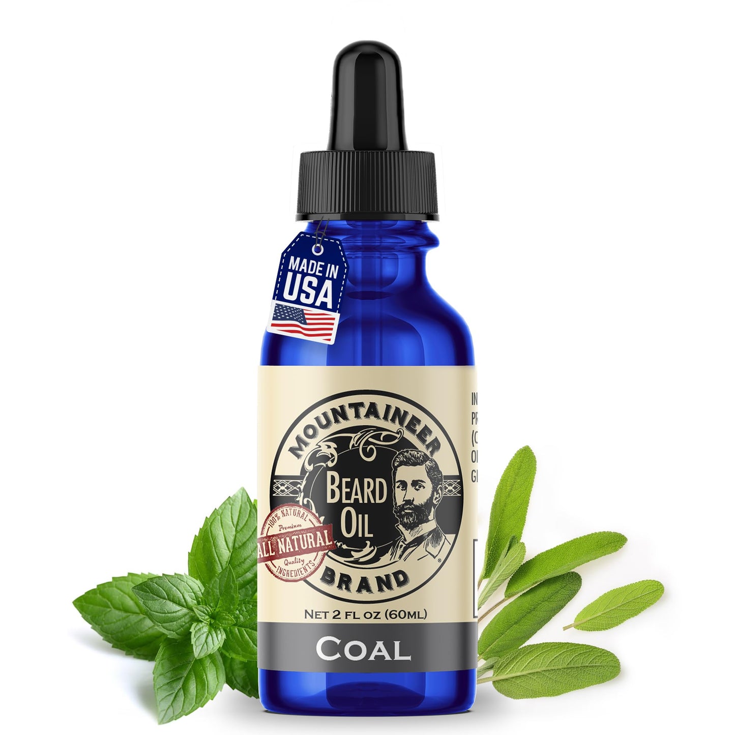 Mountaineer Brand Natural Beard Oil with Lime & Sage Scent | Made in West Virgina | Hydrates, Moisturises, Softens & Conditions for Beard Growth | Treats Dry Itchy Beards for Men | 2oz