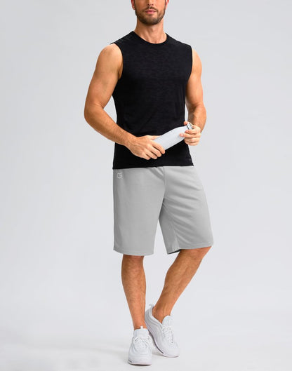 G Gradual Men's Athletic Shorts with Pockets 9" / 11" Long Basketball Shorts Lightweight Quick Dry Gym Workout Shorts for Men(Light Gray,4XL)