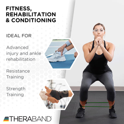 THERABAND Resistance Tubes, Professional Latex Elastic Tubing For Physical Therapy, Lower Pilates, At-Home Workouts, & Rehab, 12 Inch With Padded Cuffs, Green, Heavy, Level 3