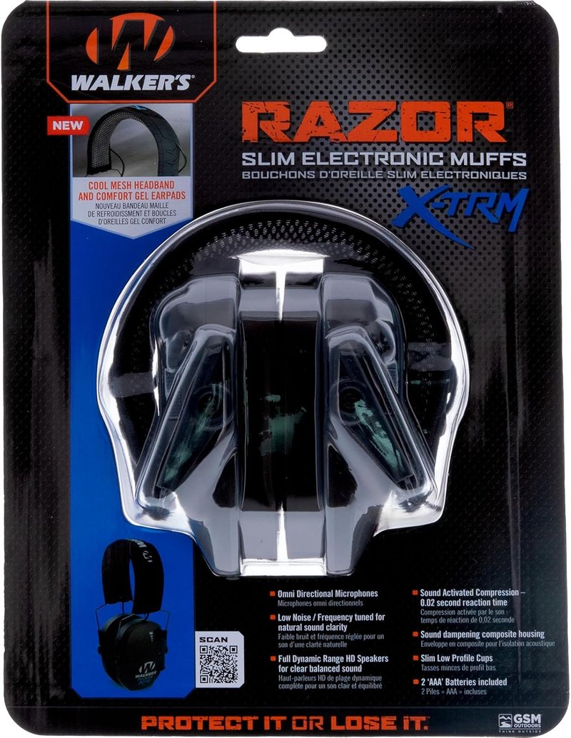 Walker's Razor X-TRM Electronic Muff - Noise-Canceling Hearing Protection for Shooting | Adjustable Fit
