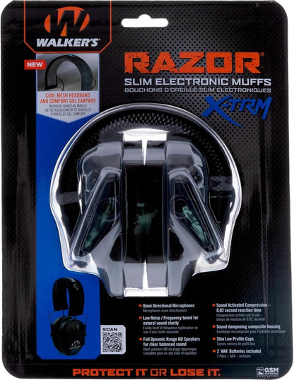 Walker's Razor X-TRM Electronic Muff - Noise-Canceling Hearing Protection for Shooting | Adjustable Fit