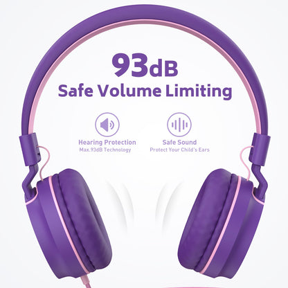 AILIHEN Kids Headphones Bulk 10-Pack for K-12 School Classroom, On-Ear Wired Headset with Microphone for Students Children with 93dB Volume Limited, 3.5mm Jack for Chromebooks Tablets Laptop Computer