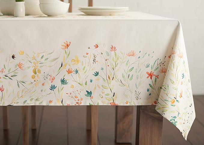 Maison d' Hermine Table Cloth Rectangle Table 100% Cotton 70 x 108 Inches Tablecloth Reusable Decorative Everyday Use for Dining Room, Farmhouse, Home, Party, Festive & Wedding Spring Summer - Colmar
