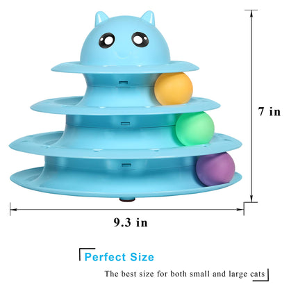 UPSKY Cat Toy Roller 3-Level Turntable Cat Toys Balls with Six Colorful Balls Interactive Kitten Fun Mental Physical Exercise Puzzle Kitten Toys