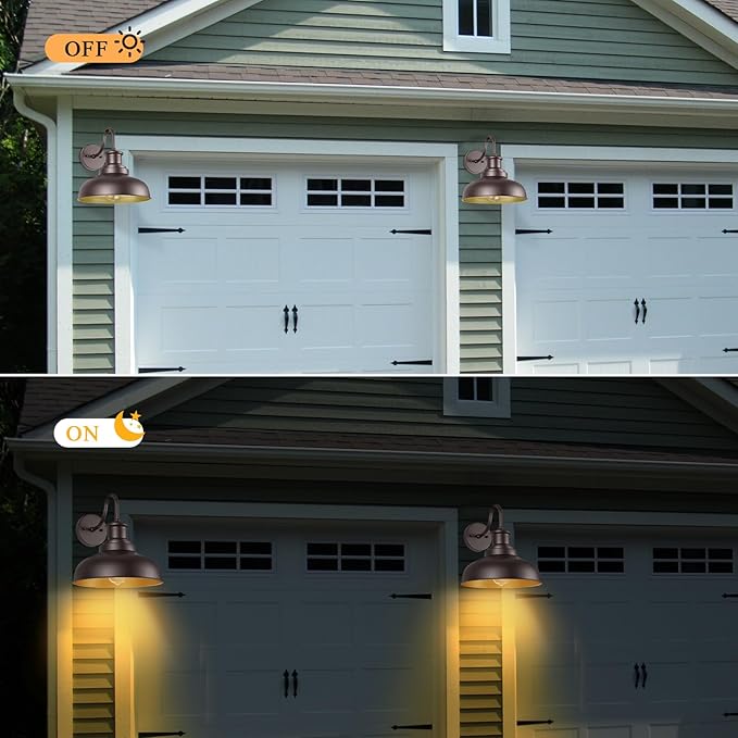 Outdoor Gooseneck Barn Lights Outdoor Wall Sconces Farmhouse Exterior Wall Mount Light Vintage Wall Lighting Fixture Industrial Bronze Lantern for Porch Entryway Garage Patio, 2 Pack