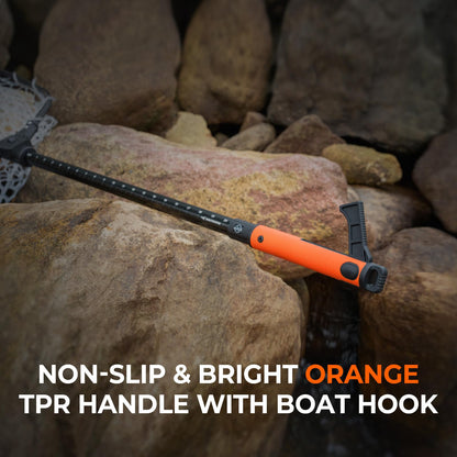 KastKing Brutus Fishing Net with Boat Hook, Foldable, Extendable, Lightweight & Strong Fish Landing Net, Non-Slip & Bright Orange TPR Handle, Fishing Gift for Men