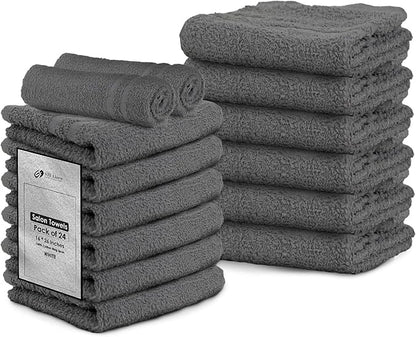 24 Pack Dark Grey Hand Towel 100% Cotton Spa Towel – 16x27 inches Highly