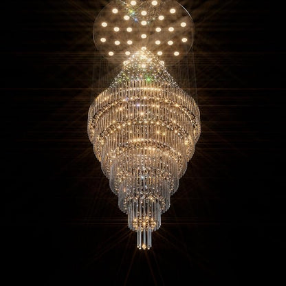 Flashing God D59''X H120'' Extra Large Chandeliers for High Ceilings Crystal Raindrop Chandeliers Large Villa Chandelier Entrance Foyer Ceiling Light LED Dimmable 2700K-6000K