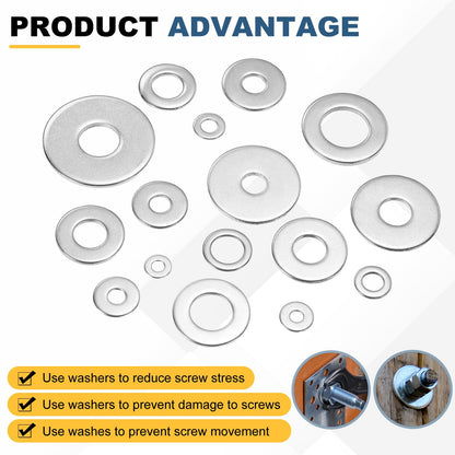 PATIKIL M8 304 Stainless Steel Flat Washer, 50 Pcs 8mm ID 15.5mm OD 1.5mm Thick Metric Washers Metal Sealing Gasket Ring for Screws Bolts Factories Home Outdoor Projects