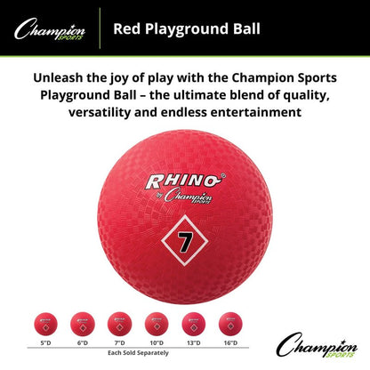 Champion Sports Playground Ball, 7", Red