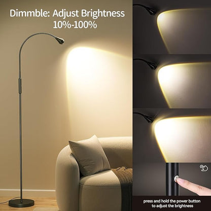 SUNMORY Adjustable LED Beam Floor Lamps for Living Room, Reading Lamp with Flexible Gooseneck, Dimmable Zoomable Spotlight, Work Light, Touch Control, Task Crafting Standing Lamp for Office Bedroom