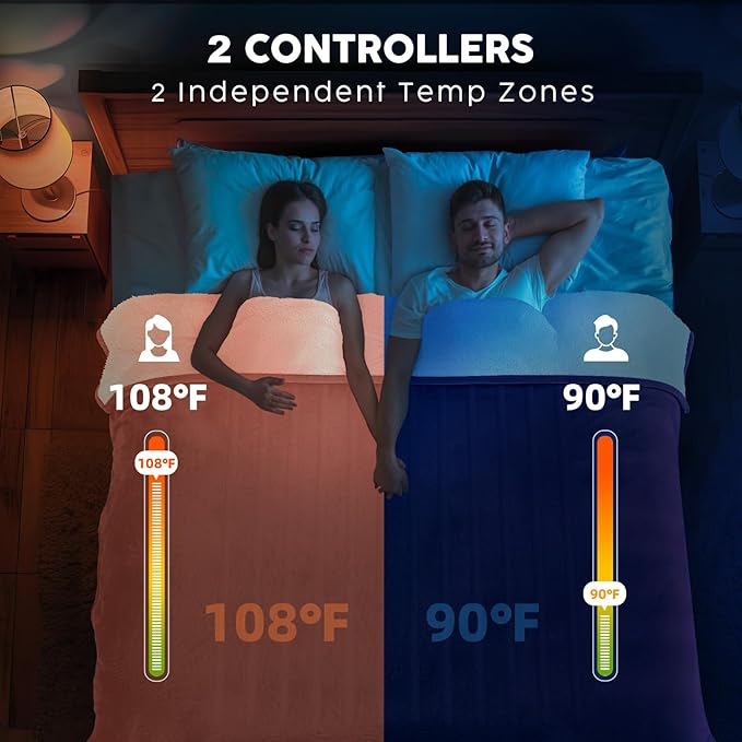 HYLEORY Heated Electric Blanket Queen 84"x90" Soft Fleece & Flannel with 5 Heating Levels & 10 Hours Timer Auto Shutt Off, ETL Certified, Washable，Heated Blanket for Body-Red