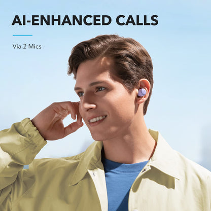 Soundcore by Anker A20i True Wireless Earbuds, Bluetooth 5.3, App, Customized Sound, 28H Long Playtime, Water-Resistant, 2 Mics for AI Clear Calls, Single Earbud Mode (Purple)