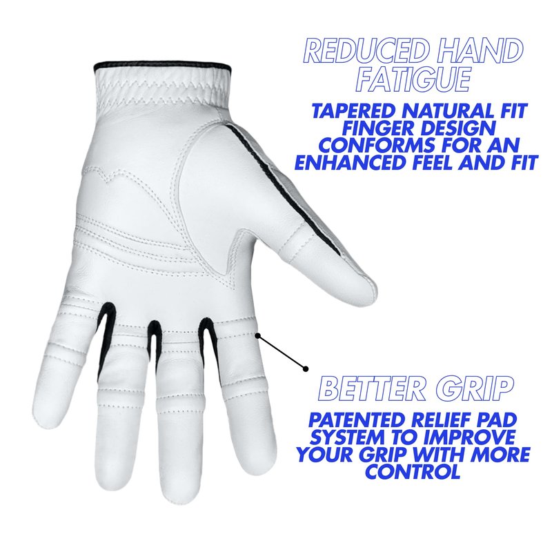 Bionic Men's StableGrip with NaturalFit 2.0 Golf Glove with Dual Expansion Thumb for Best Fit - Premium Cabretta Leather… (White, X-Large, Right)