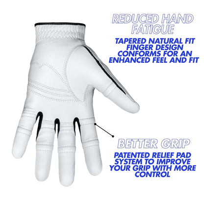 Bionic Men's StableGrip with NaturalFit 2.0 Golf Glove with Dual Expansion Thumb for Best Fit - Premium Cabretta Leather… (White, XXX-Large, Right)