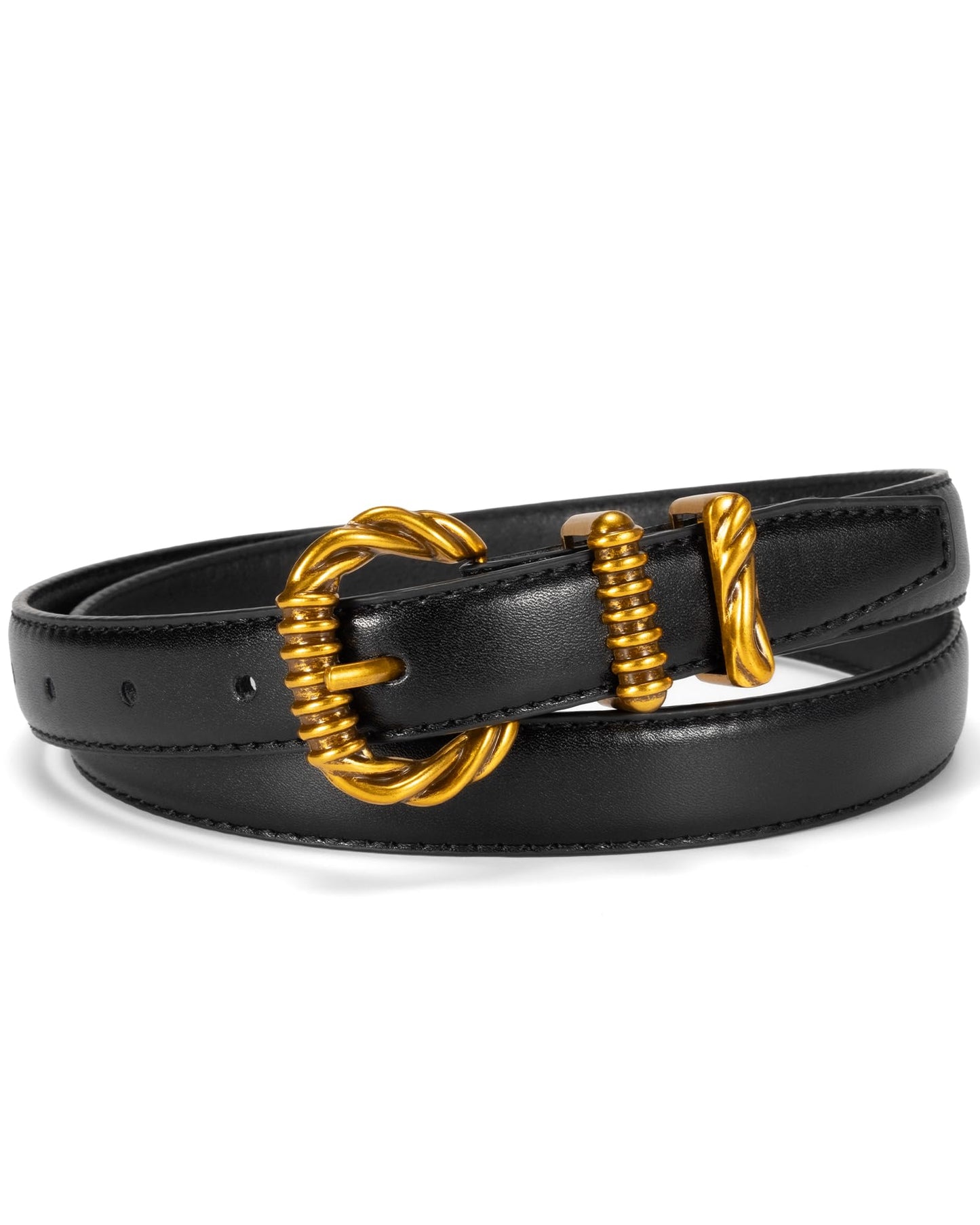 taffeta alley Black Belt Women with Vintage Gold Buckle, 1inch Slim Dress Belt for Women Jeans Pants Trousers Dresses