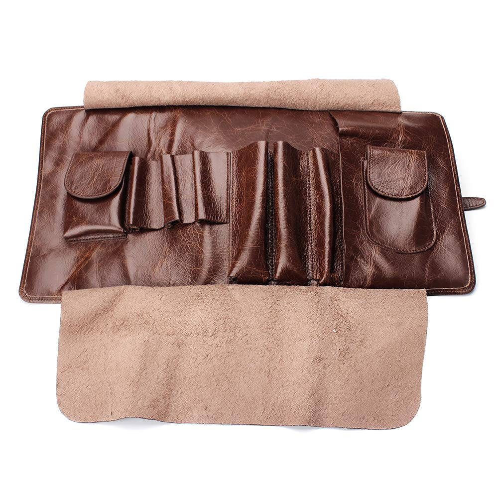 OLD FOX Cigar Pouch Case Pipe Case Holder Genuine Leather Retro Bag Pouch Tobacco Pipe Brown FC0008