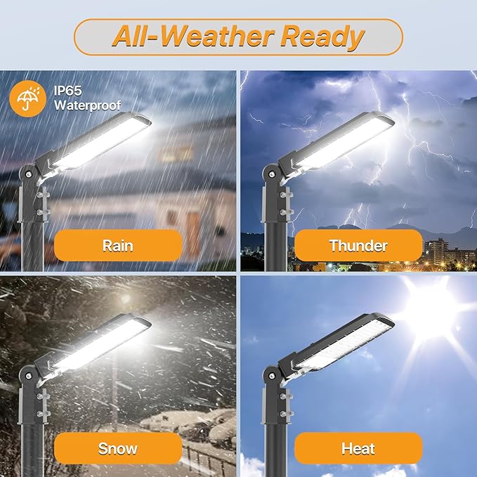 150W Led Parking Lot Light with Dusk to Dawn Photocell 110V/120V Slip Fitter Pole Mount Lights 5000K Outdoor IP65 Waterproof Commercial Street Area Lighting for Parking Lot, Barn, Church