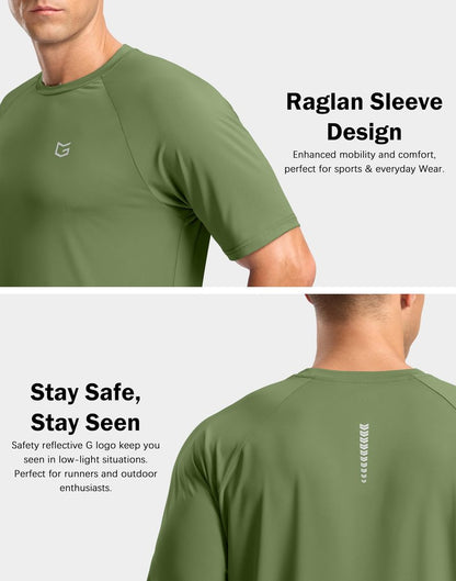 G Gradual Men's Athletic Workout T-Shirts Moisture Wicking Cooling Running Shirts Short Sleeve Performance Tee for Gym Tennis(Military Green,M)