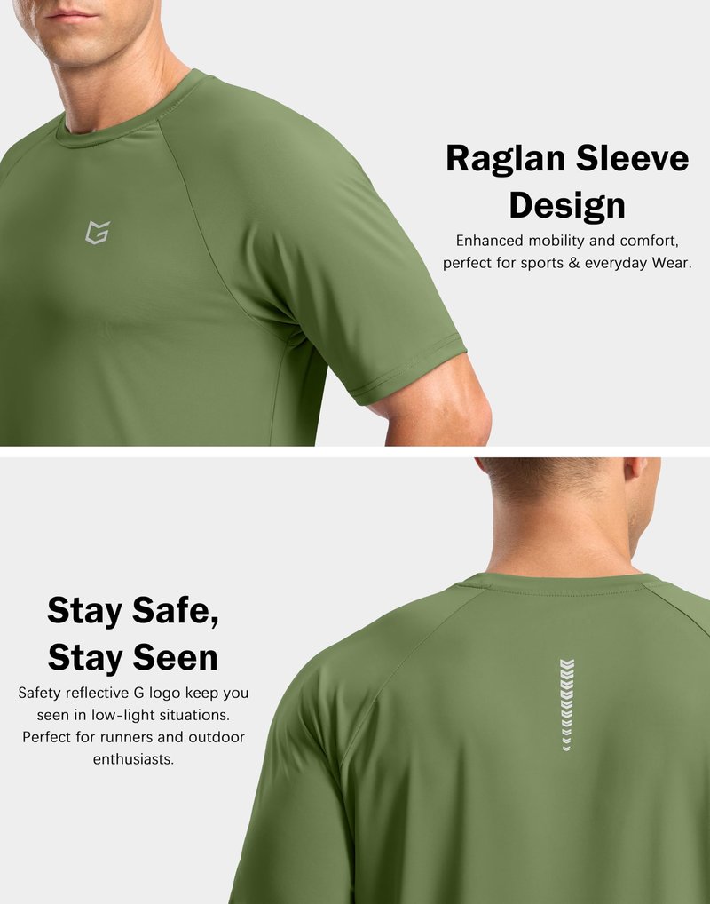 G Gradual Men's Athletic Workout T-Shirts Moisture Wicking Cooling Running Shirts Short Sleeve Performance Tee for Gym Tennis(Military Green,XXL)