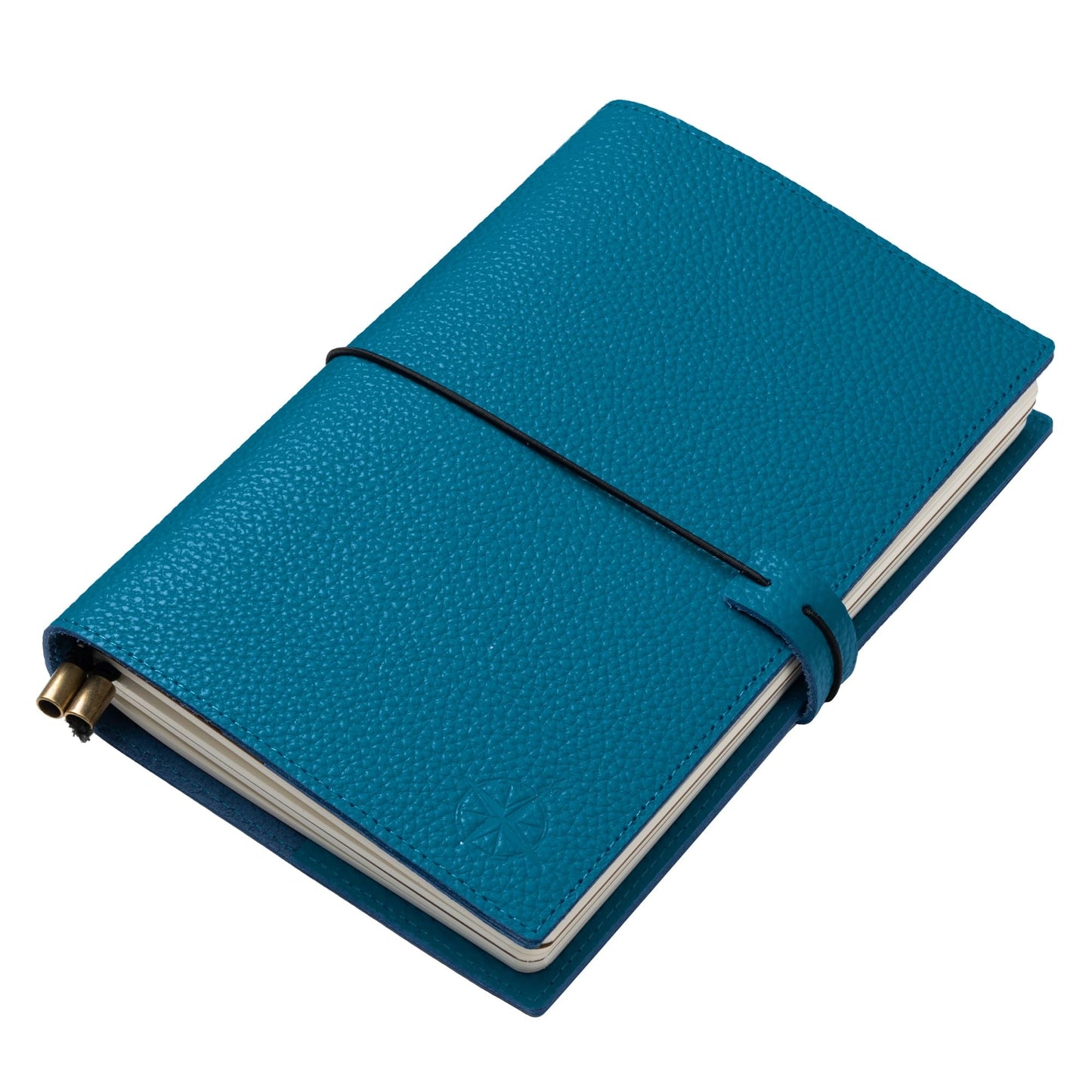 WANDERINGS A5 Travelers Notebook with Pockets – Blue Genuine Leather Journal – 6" x 8.5" (15 x 22cm) – Refillable Travel Journal – 120 GSM Blank Inserts