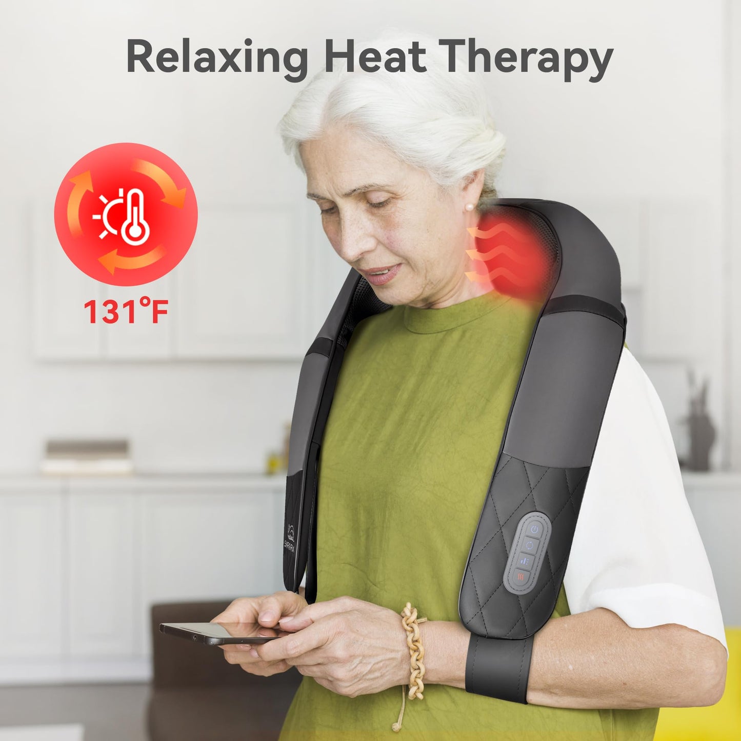 Snailax Cordless Massager - Shiatsu Neck and Shoulder Massager with Heat, Portable, Lumbar, Back Electric Massage Pillow, Christmas Gift