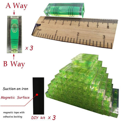 Small Bubble Level Tool Mini rectangle Three Line Horizontal Pearl 522015