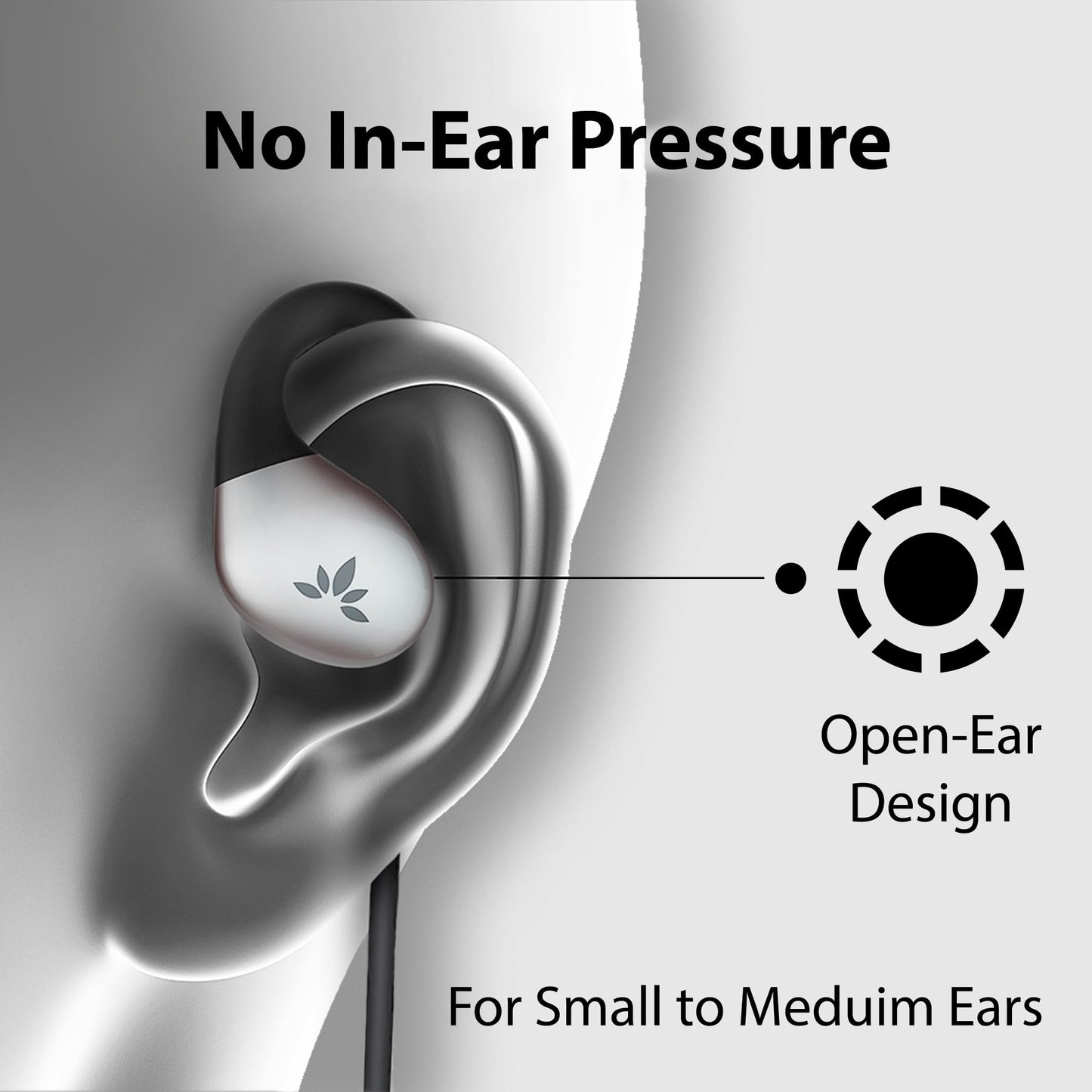 Avantree Resolve (Small-Medium) – Wired Open-Ear Earbuds w/Mic & Over-Ear Hook, for Women, Kids & Young Men w/Small Ears, Ideal for Office, Outdoor & Home, 3.5mm AUX