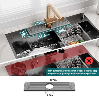 Eormoe Kitchen Sink Faucet Mat - 15.7in Diatomite Sink Protectors for Kitchen Sink, Stone Sink Splash Guard for Kitchen Counter Sink Accessories (Grey, 15.7'' x 3.9'')