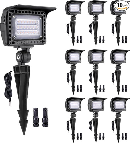 Gardenreet Low Voltage Wall Wash Lights - 20W Landscape LED Flood Lights, 12V Outdoor IP65 Waterproof Hardwired, Aluminum Brown Wide Beam for Garden Patio House Sign 10 Pack