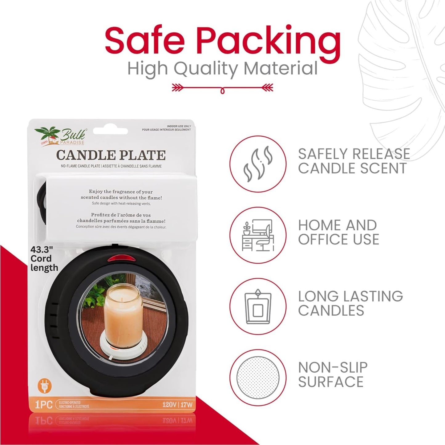 Candle Warmer Plate Safely Releases Scents Without a Flame- Used as Candle Jar Warmer, Candle Melter, Coffee Warmer, Mug Warmer, Cup Warmer in Your Home & Office (Black)
