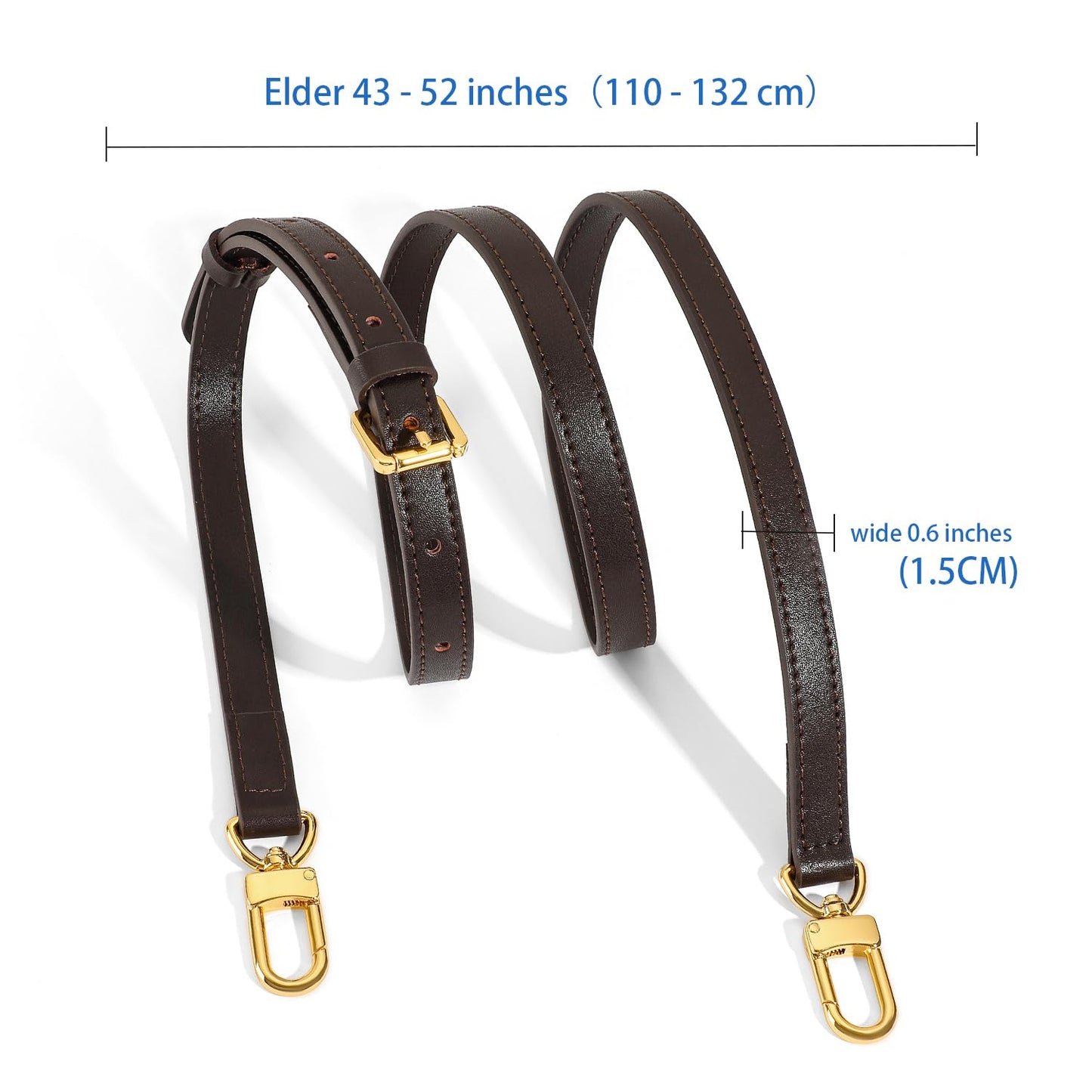 RYYXZXL Vachetta Leather Replacement Adjustable Shoulder Strap for L V Handbag Replacement Bag Strap (width: 0.6in-coffee color)