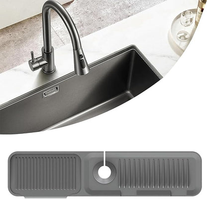 Kitchen Sink Splash Guard Silicone Faucet Handle Drip Catcher Tray Sink