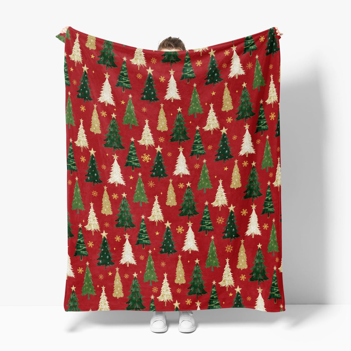 Horaldaily Christmas Flannel Blanket Throw, Christmas Red Tree Soft Fuzzy Plush Cozy Fleece Blankets for Couch Sofa Bed Lounging, Ideal Gifts for Kids Adults Wife Self, 50x60