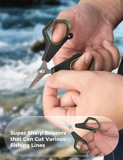 Pullther fishing 2pc Fishing Scissors,3.9" Stainless Steel Fishing Line Cutter for Fishing Braided Line,Non-Slip Grip Small Fishing Scissors for Saltwater