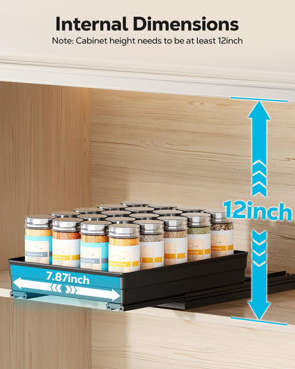 Nieifi Spice Organization for Cabinet-Vertical Spice Rack Pull Out-Spice Rack Organizer for Cabinet-4-1/3 inch Wide-Seasoning Kitchen Organizer-4.3" W x 10.6" D x 8.7" H-2 Pack-2 Tier