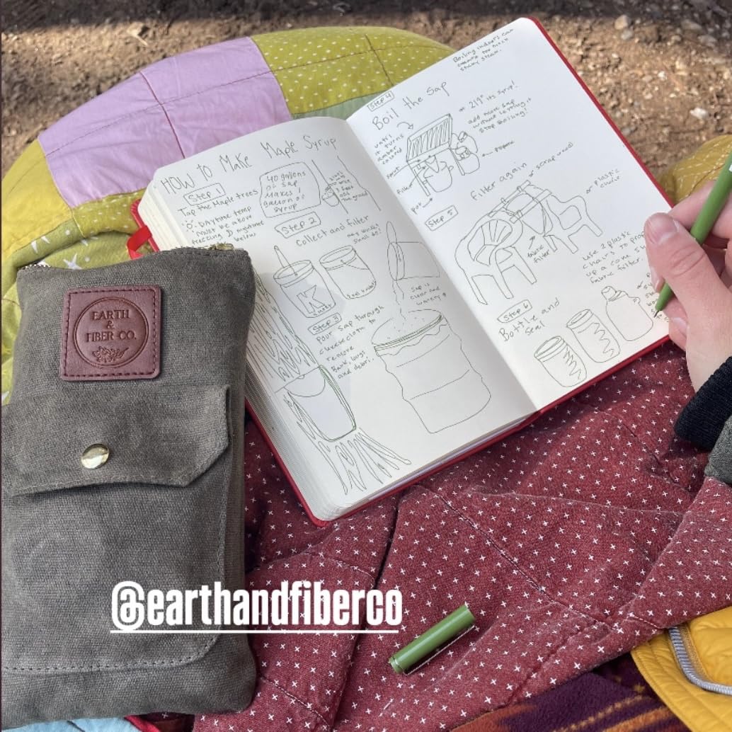 Earth & Fiber Co. Waxed Canvas Artist Pouch - Perfect for Pencils, Pens, Markers, and Stationery - Designed for Artists - Durable Brown Canvas With Brass YKK Zipper
