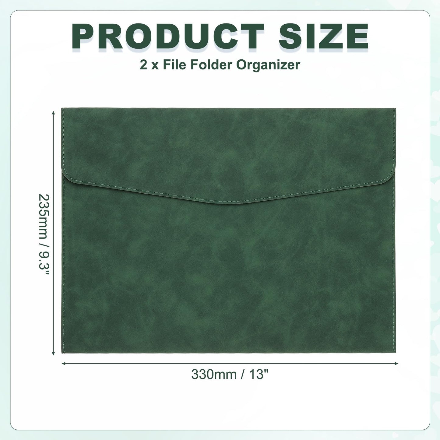 PATIKIL PU Leather A4 File Folder, 2Pcs Document Holder Filing Organizer Portfolio Envelope Folder Case with Snap Closure for Letter Receipt, Green