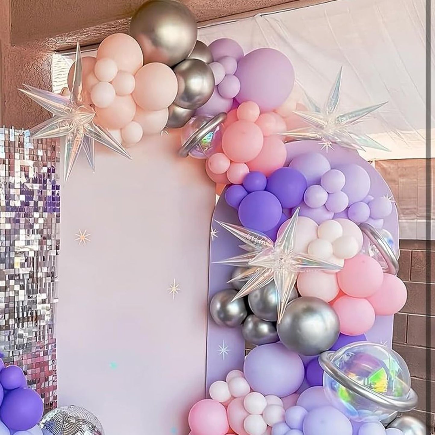 Iridescent Explosion Star Holographic Balloons Star Burst Sparkly Balloons Iridescent Party Decorations Fairy Themed Party Decoration Music Tayloo Birthday Party Decor