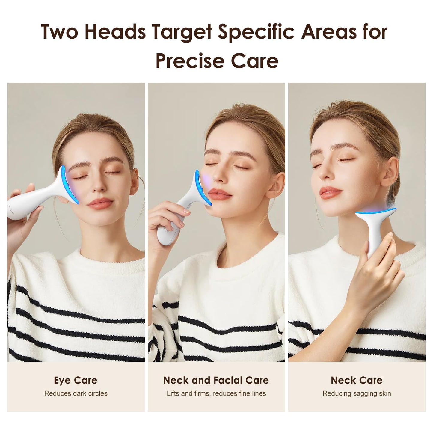 Facial and Neck Massager for Face, Neck - Skin Lifting & Firming - Wrinkle & Dark Circle Reducer - at Home Skin Care Face Sculpting Tool and Neck Massager-Pastel Pink
