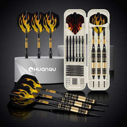 HUANQU Soft Tip Darts Set – 3 Pack Professional Darts Plastic Tip | Includes Extra Darts Tips/Flights/Shafts &Darts Case Accessories，Soft Tip Darts for Electronic Dart Board for Adults Darts